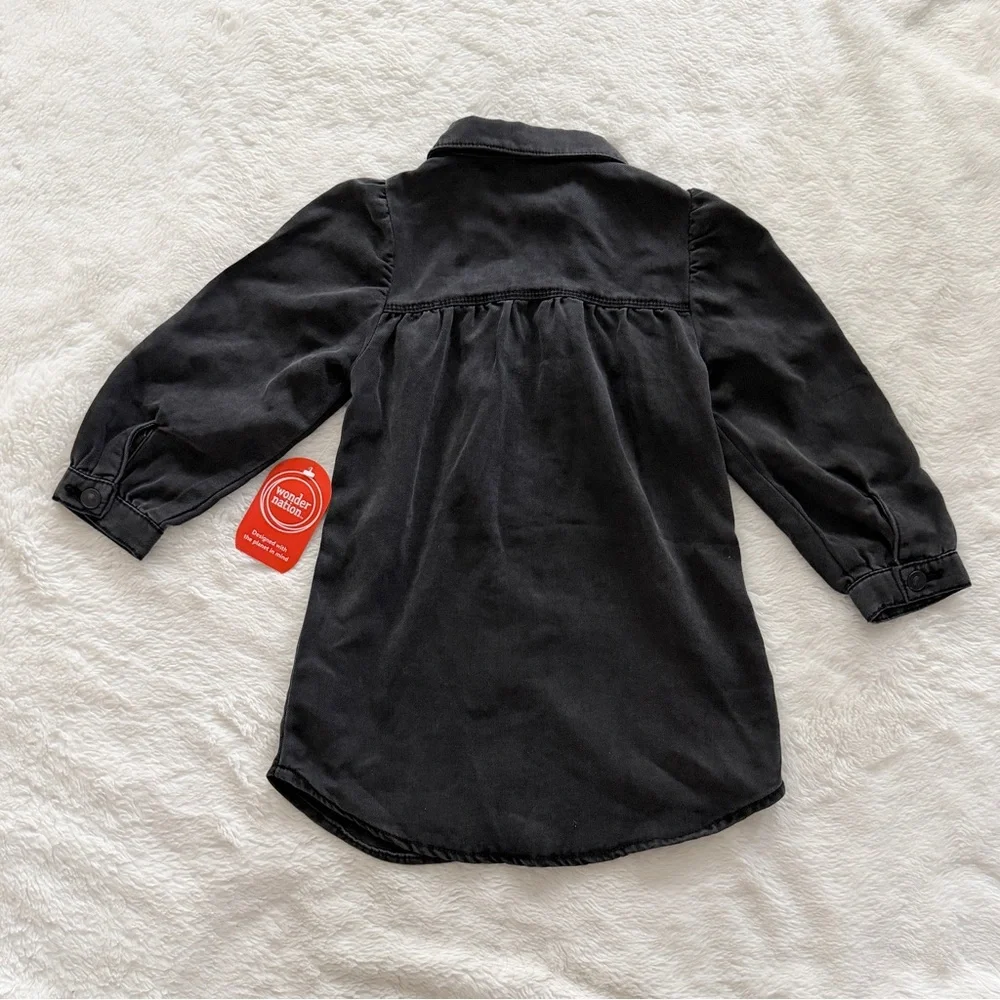 Wonder Nation Long Sleeve Denim Dress Black Size 3T